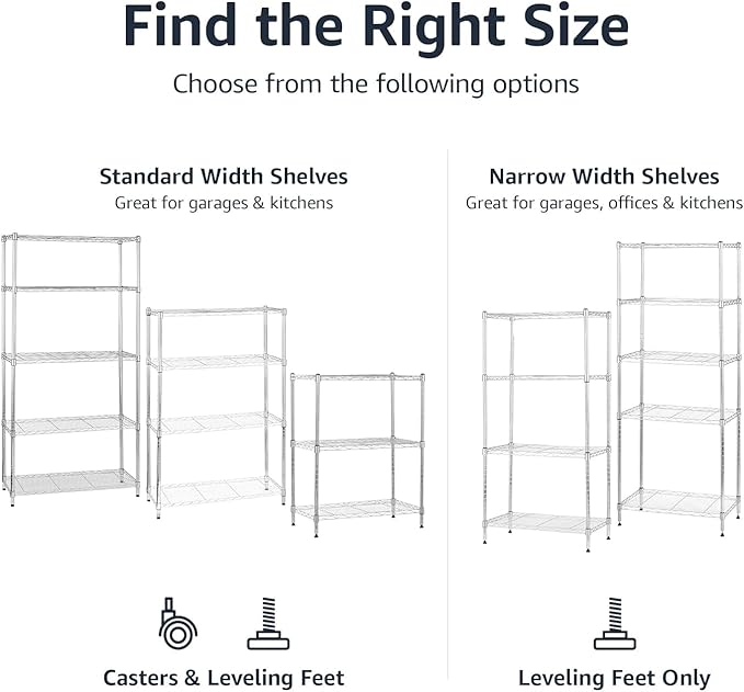 Amazon Basics 3-Shelf Adjustable Heavy Duty Steel Wire Rack Storage Shelving - Image 6