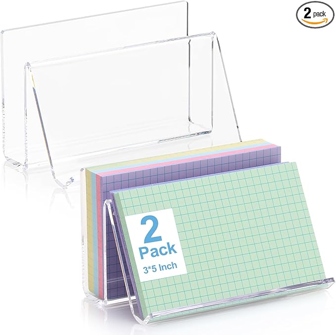 2 Pack 3x5 Index Card Display Holder Acrylic Cards Holder Stand Acrylic by SHIQIKEJIPTY