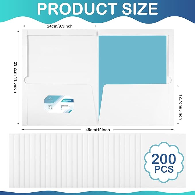 Yeaqee 200 Pack 2 Pockets Glossy Laminated Paper Folder First Day of School - Image 2