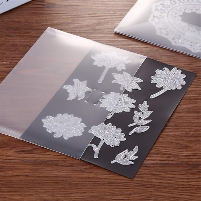 10 Pack Sturdy Clear Plastic Envelope Storage Pockets & 10Pack Rubber Soft - Image 2