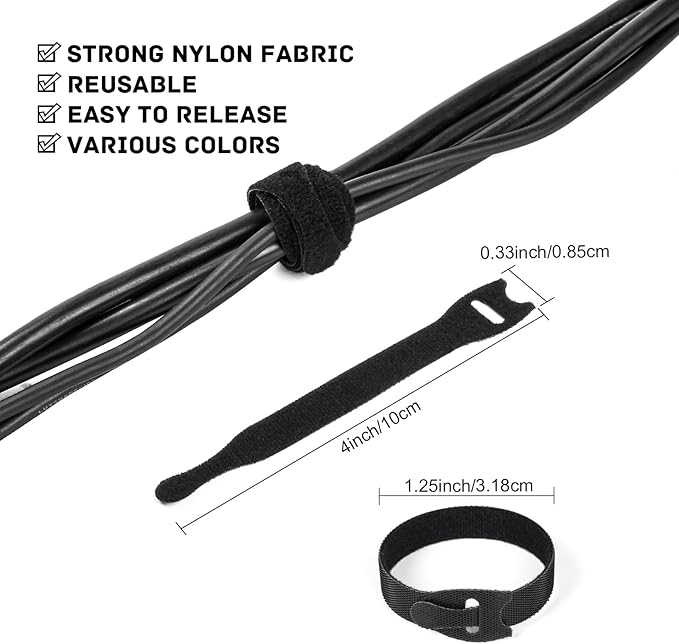 OneLeaf 180PCS Valuable Wire Organizer 4Inch Reusable Cable Ties - Image 2