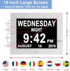 Aowasi Digital Day Calendar Clock Auto-Diming & 8 Alarms Options Extra Large - Image 2