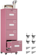 METAN 4 Drawer File Cabinet on Wheels, Lockable Metal Filing Cabinet by METAN