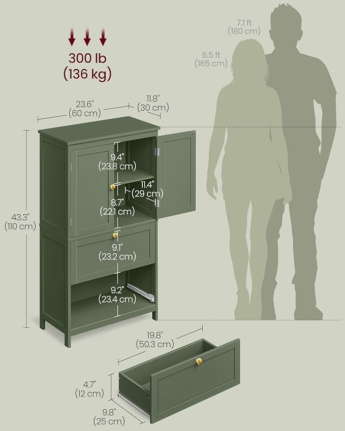 VASAGLE Floor Storage Cabinet, Freestanding Storage Unit - Image 3