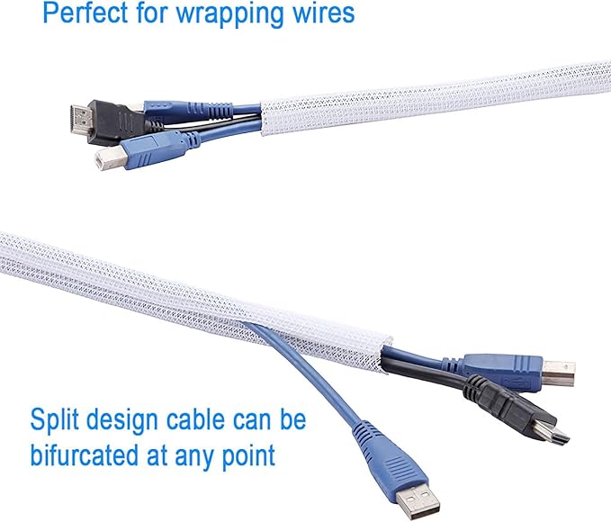 QCSIW 1/2" x 10ft Black/White Cable Sleeve - Image 5