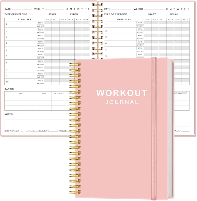 Fitness Journal for Women & Men, A5 Workout Journal/Planner Daily Exercise Log by Heveboik
