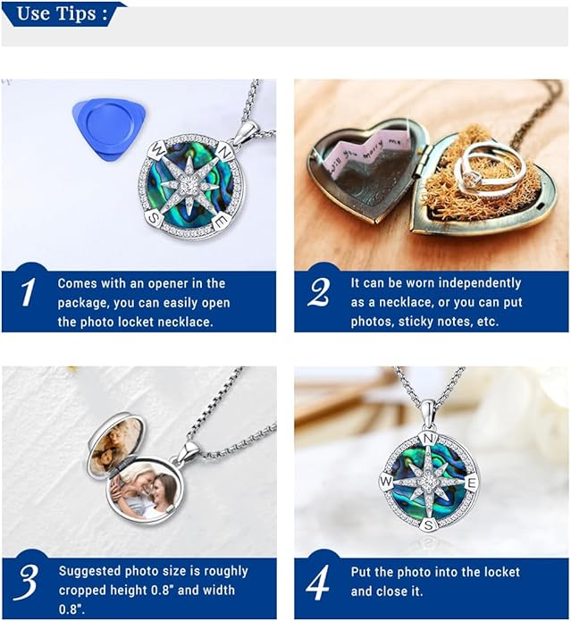 Compass Necklace for Women Men 925 Sterling Silver Pendant Urn Necklaces for - Image 4