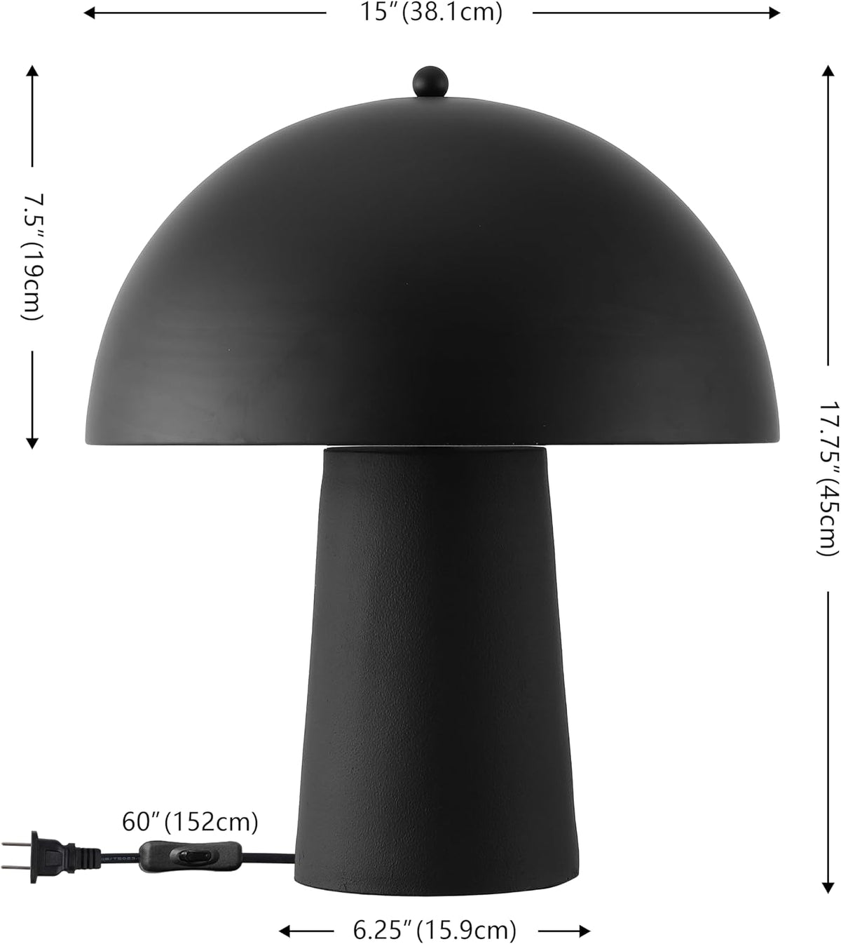 SAFAVIEH Serra Table Lamp Set of 2, 17.75" Modern Black TBL4634A-SET2