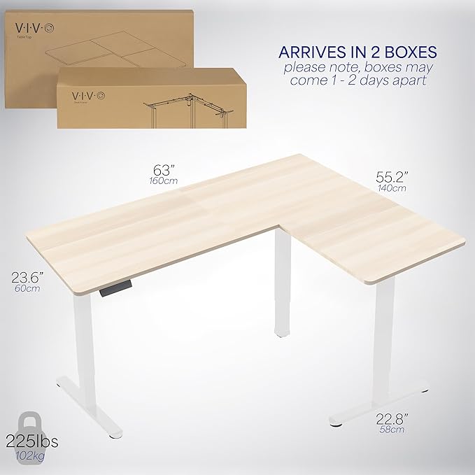 VIVO Electric Corner 63 x 55 inch L-Shaped Standing Desk, Memory Height - Image 6