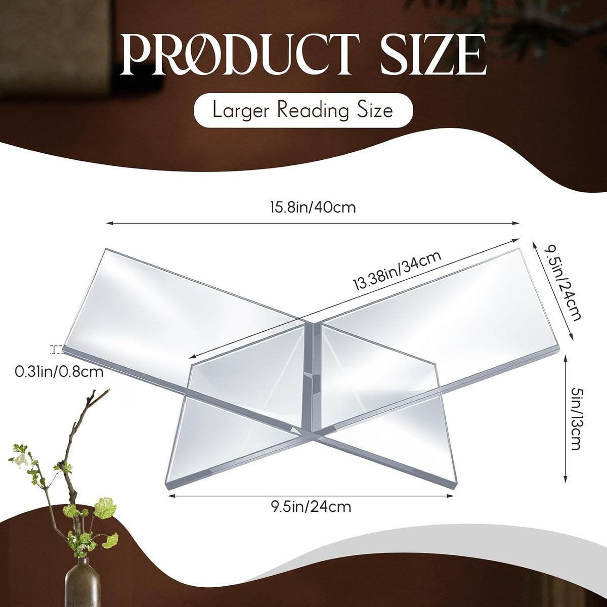 Large Acrylic Book Stands 15.8" x 9.5" x 5.4" Thicken Book Hol...