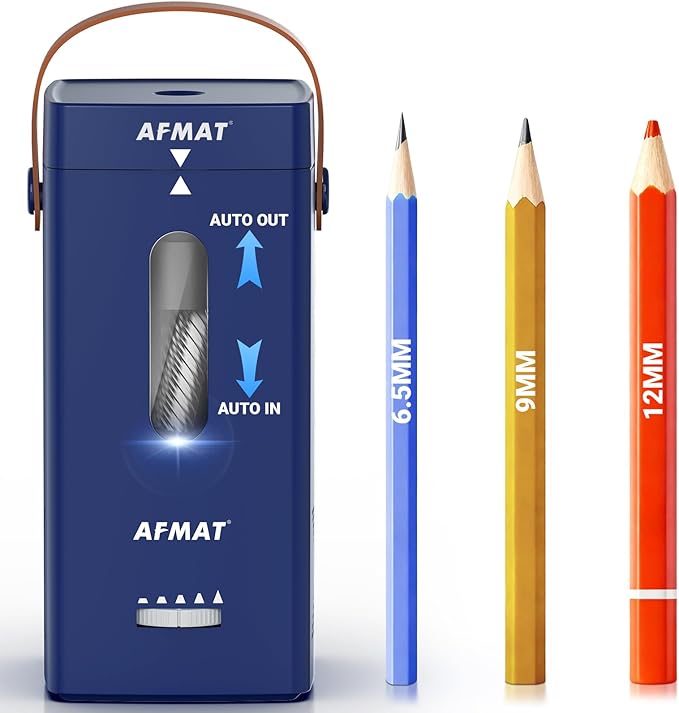 AFMAT Electric Pencil Sharpener, Fully Automatic Pencil Sharpener, Auto in & Out by AFMAT