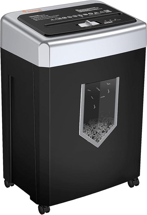 Bonsaii 15-Sheet Office Paper Shredder, 40-Minute Home Office Heavy Duty by bonsaii