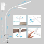 Hensam LED Desk Lamp with Clamp, Double Head Desk Light - Image 8