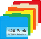 File Folder, HERKKA 120 Pack 1/3 Cut Tab File Folders, Colored File Folders by HERKKA