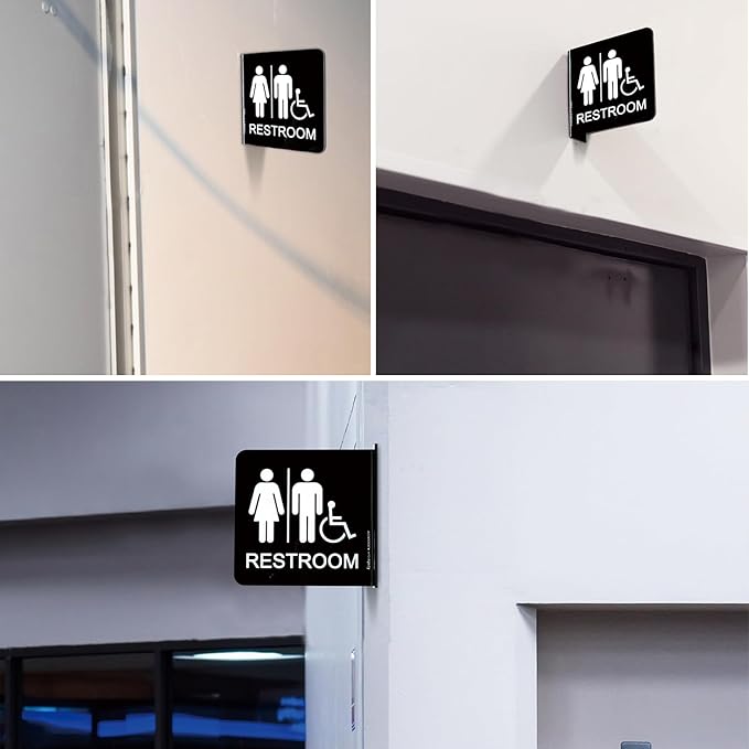 Faittoo Restroom Sign, Bathroom Signs, 6 x 6 Inches Acrylic Sign, - Image 6