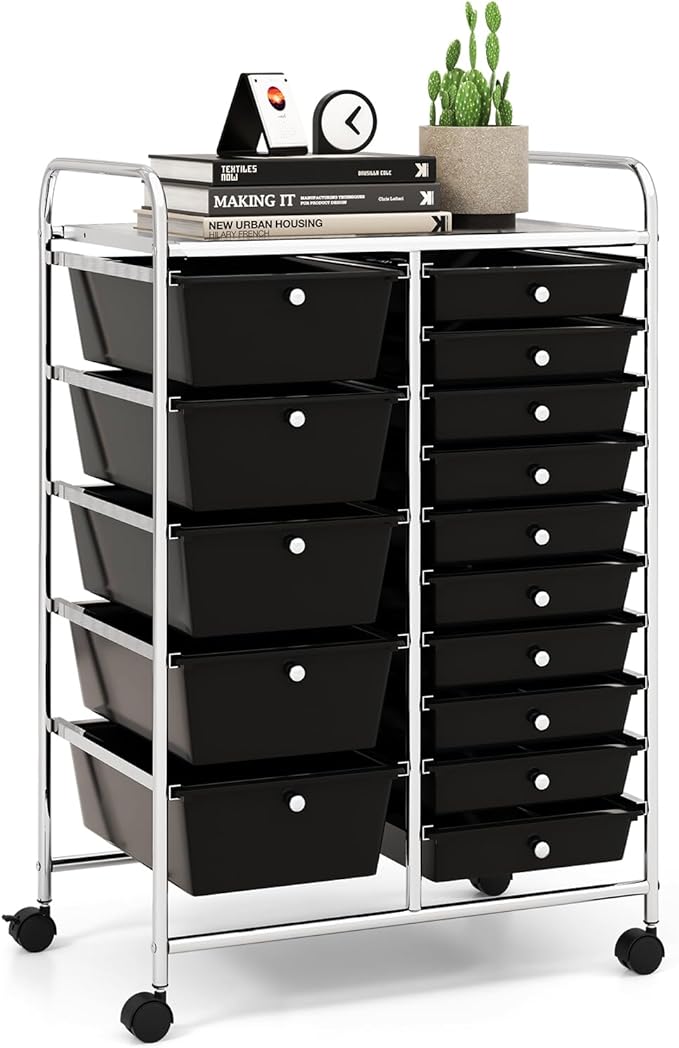 LDAILY 15 Drawer Rolling Storage Cart, Rolling Cart by LDAILY