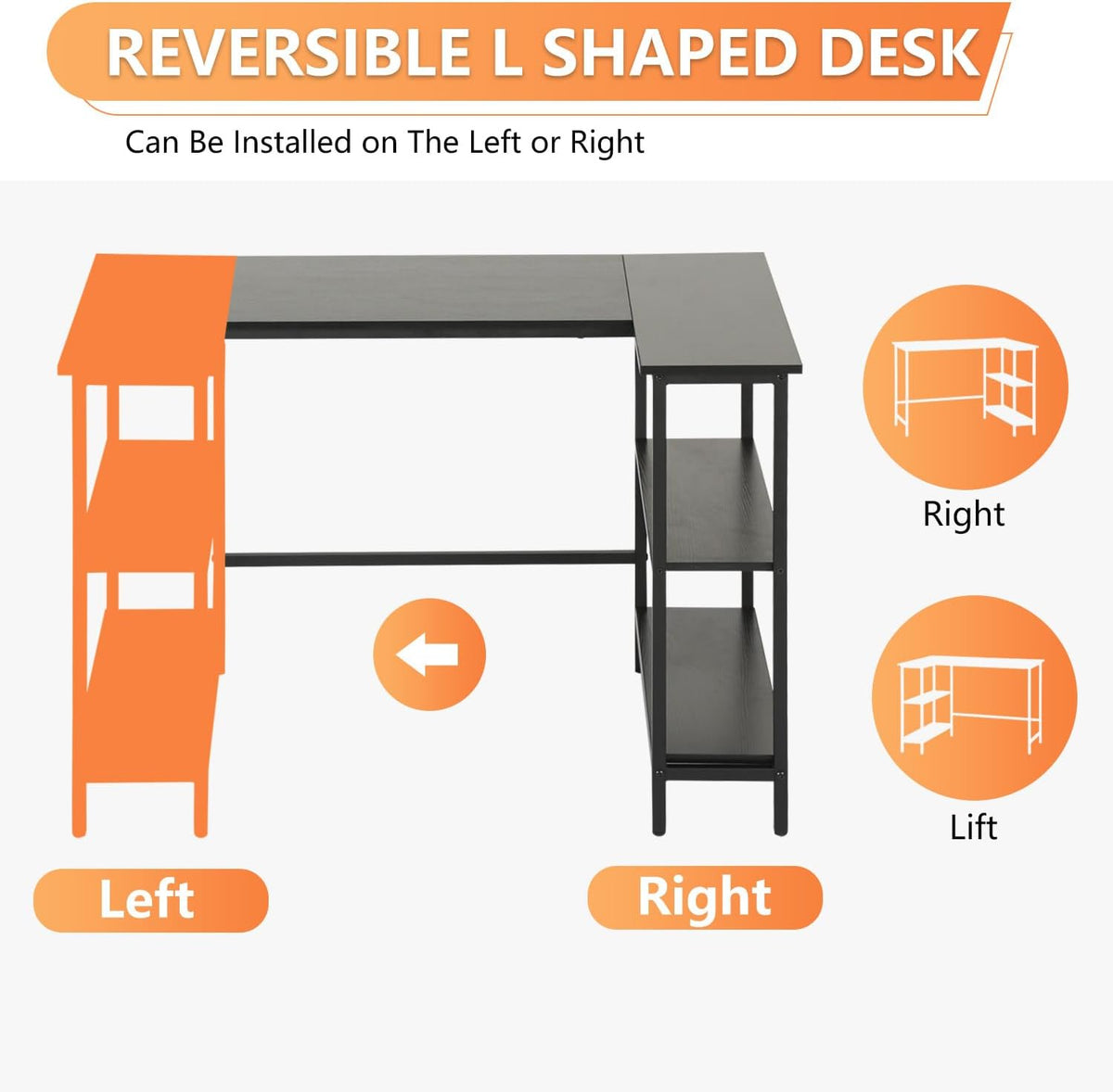 FDW L-Shaped Gaming Desk 39 Inch Computer Desk Corner Desks with Reversible S...