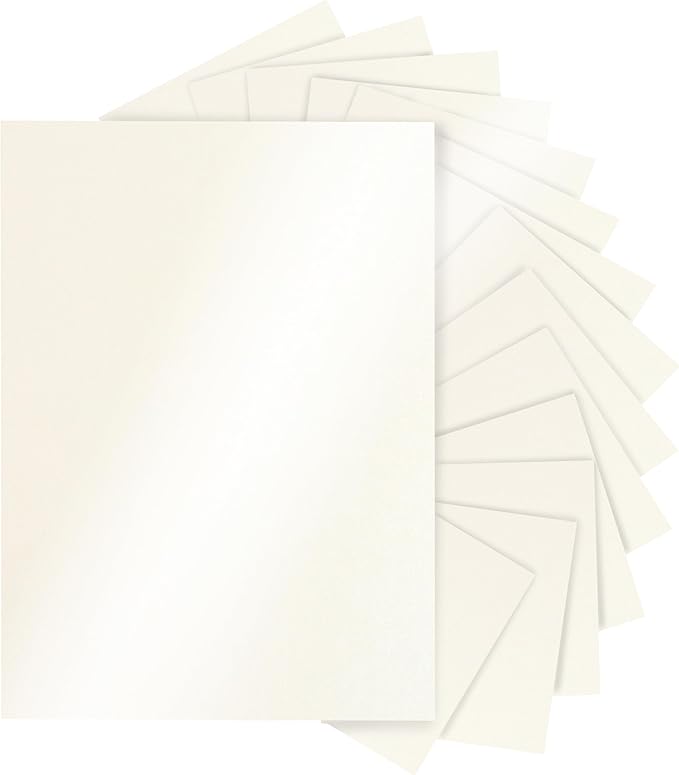 Silunkia 28 Sheets Cream Shimmer Cardstock 8.5 x 11 Off White Paper, 92lb by Silunkia