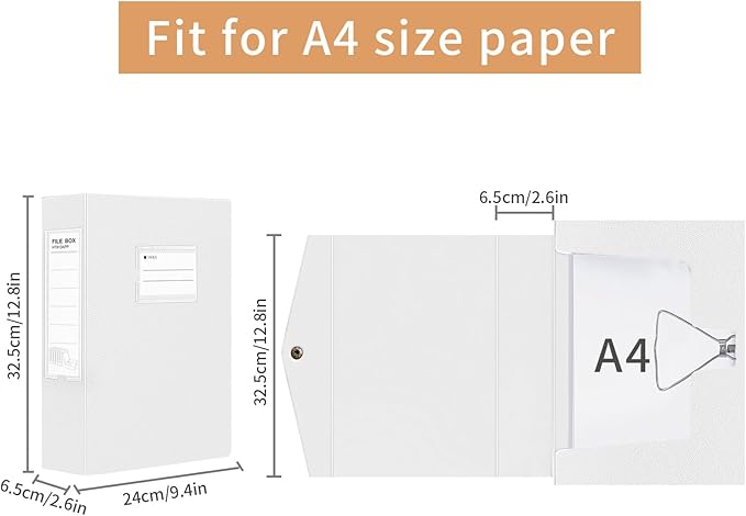 HUA JIE 2 Pack A4 Storage File Boxes Archives Case, 65mm Spine, Box File - Image 3