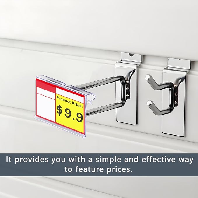 Diteje 20 Pack Plastic Wire Shelf Label Holder, Shelving Rack Retail Sign Hook - Image 3