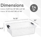 Superio Storage Bins with Lids- 2 Pack, 7.4 Qt Clear Boxes - Image 2