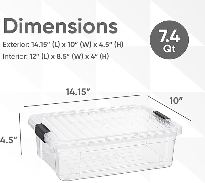 Superio Storage Bins with Lids- 2 Pack, 7.4 Qt Clear Boxes - Image 2