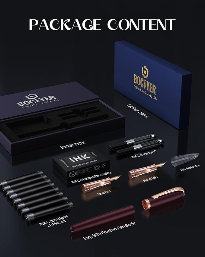 BOCIYER samurai Fountain Pen Set, Hand Polished Medium Nib, Calligraphy Nib - Image 2
