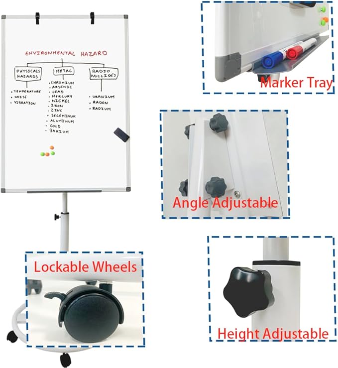 Mobile Dry Erase Board – 36x24 inches Height Adjustable Magnetic Portable - Image 4