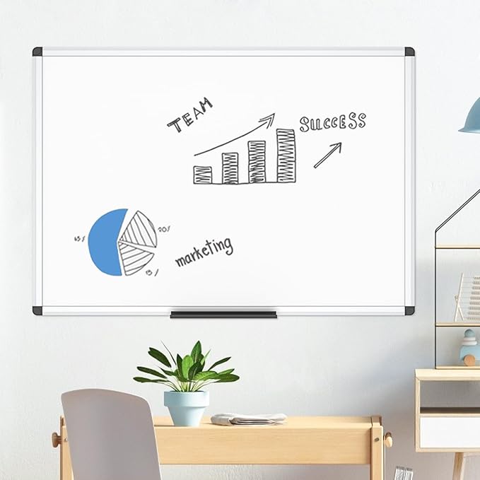 VIZ-PRO Dry Erase Board/Non-Magnetic Whiteboard, 48 x 36 Inches, Wall Mounted - Image 6