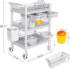 Mobile Medical Carts 3 Tier Professional Utility Cart 330 LBS Max Load Rolling - Image 2