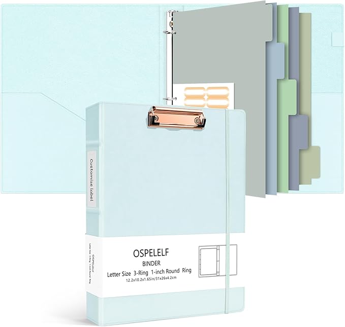 Ospelelf 3 Ring Binder 1 Inch Vintage Hardcover, Leather Organizer by OspelelfOfficeSupplies