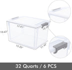 Citylife 6 Packs 32 QT Plastic Storage Bins - Image 6