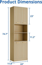 Cozy Castle Kitchen Pantry Cabinet, 4 Doors Open Countertop Utility Hutch - Image 2