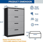 Fesbos Metal Steel 4 Drawer Lateral File Cabinet - Image 3