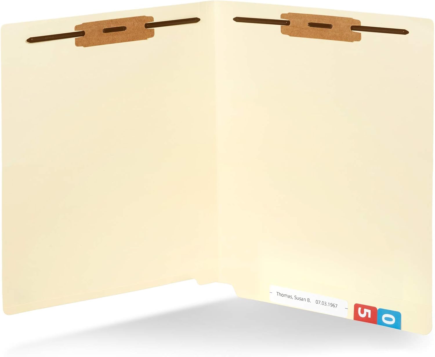 Blue Summit Supplies 50 End Tab Fastener File Folders, Heavy Duty, Manila | Heavy-duty 14pt, reinforced end tab, letter size, 2 prong bonded fasteners, for reports, files, and office records