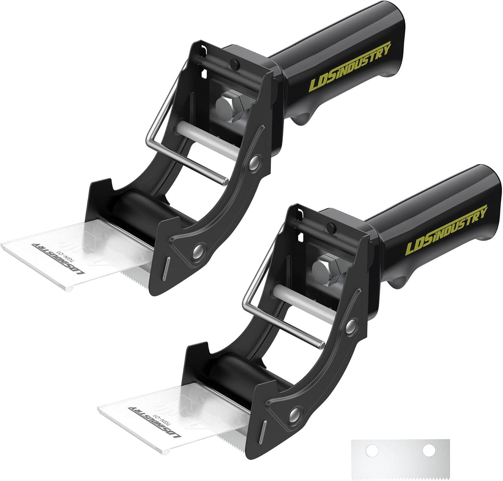 2 Pcs Rapid-Replace Packing Tape Dispenser Guns with Extra Blade, 2IN(50mm) Lightweight Ergonomic Industrial Handheld Heavy Duty Tape Cutter for Carton, Packaging and Box Sealing Black