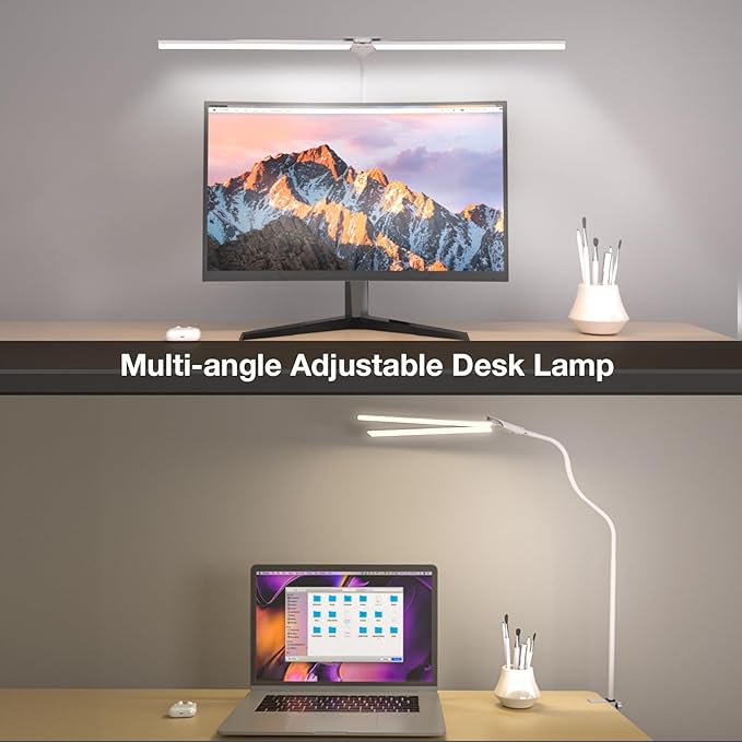 Hensam LED Desk Lamp with Clamp, Double Head Desk Light - Image 3