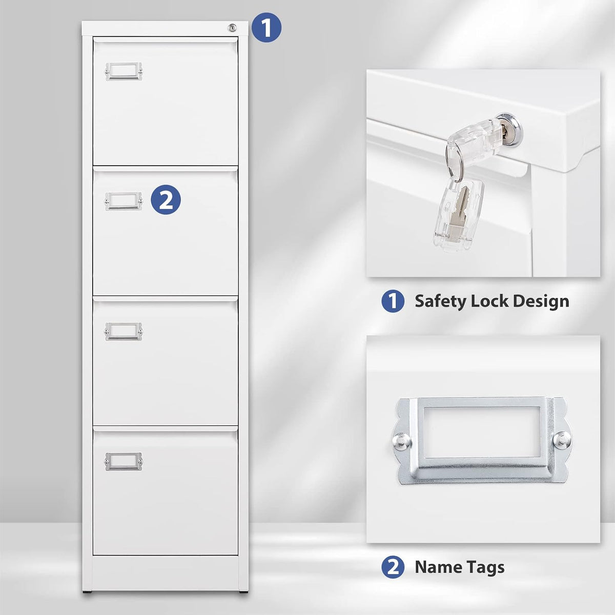 4 drawer file cabinet, filing cabinets for home on a desk or shelf