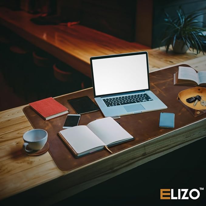 ELIZO Leather Desk Pad Real Leather Desk Mat Thick Double Layer Cover Blotter - Image 5