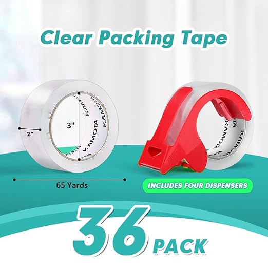 KAMOTA Packing Tape, 36 Rolls Heavy Duty Clear Packaging Tape - Image 2