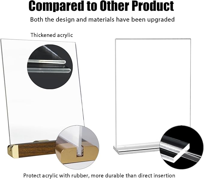 8.5 x 11 Menu Holder, Acrylic Table Menu Stand, Classic Wooden Sign Holder - Image 7