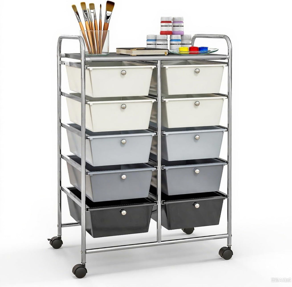 GLACER 10 Drawer Rolling Cart, Storage Cart