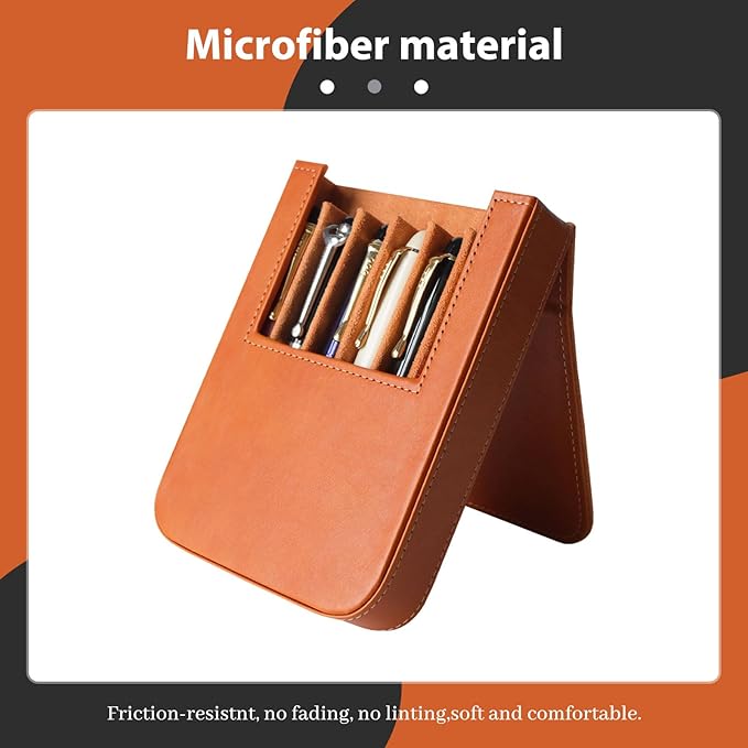 MIVLXLX Leather 6 Fountain Pen/Pencil Tray Case, Magnetic Closure - Image 3