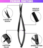 Cross Edge Curved Spring Scissors 5 Inch Stainless Steel Precision Eyebrow & - Image 3
