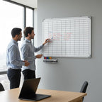 Lined Whiteboard Blank Grid Aluminum Frame Dry Erase Board Reusable Wall - Image 5