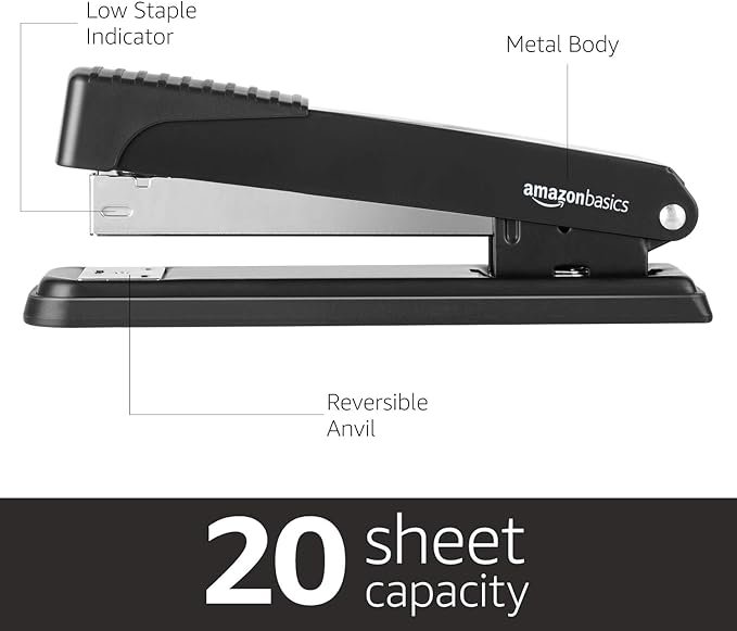Amazon Basics Desktop Stapler, Full-Strip, 20 Sheet Capacity - Image 2
