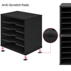 ballucci 5-tier file organizer for desk, wooden mail showing dimensions