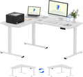 FLEXISPOT 63 x 47 Inch 3-Leg L Shaped Standing Desk, Electric Height Adjustable