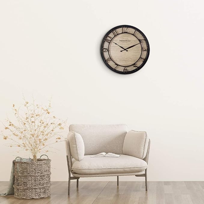 Presentime & Co 13" Farmhouse Series Wall Clock, Quartz Movement, Shiplap Style - Image 5