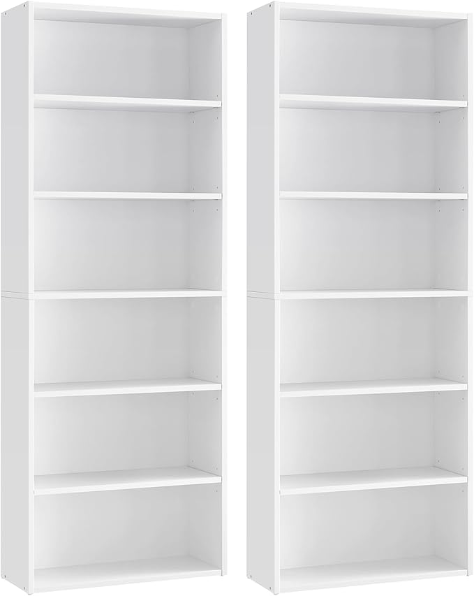 VASAGLE Set of 2 Bookshelves, 23.6 Inches Wide, 6-Tier Open Bookcases by VASAGLEbySONGMICSHOME